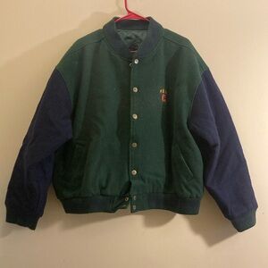 Vintage Loose Fit Green and Blue Varsity Jacket